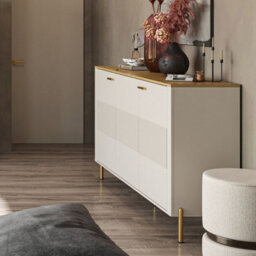 Heze Furniture Ruben 3 Door Sideboard - Cashmere / Stone Oak - thumbnail 2