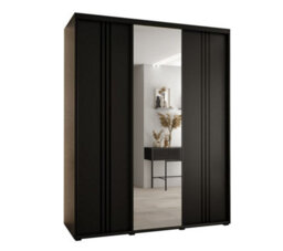 Arte Modern Black Cannes Vii Sliding Wardrobe H2050mm W2000mm D600mm With Custom Black Steel Handles And Decorative Strips - thumbnail 1