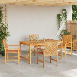 Berkfield Garden Dining Set 5 Pcs Brown 150 X 90 X 74 Cm - thumbnail 4