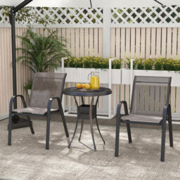 Costway Set Of 2 Patio Chairs Stackable Metal Breathable Fabric Dining Chair - thumbnail 4