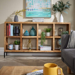 Home Source Stockton Mango Wood Wide 8 Shelf Bookcase - thumbnail 4