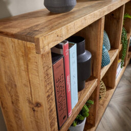 Home Source Stockton Mango Wood Wide 8 Shelf Bookcase - thumbnail 5