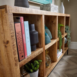 Home Source Stockton Mango Wood Wide 8 Shelf Bookcase - thumbnail 6