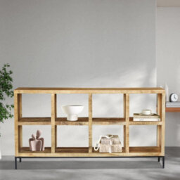 Home Source Stockton Mango Wood Wide 8 Shelf Bookcase