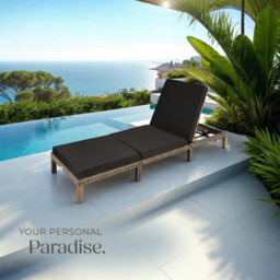 Tectake Sun Lounger Sofia With 6-Step Adjustable Backrest, Thick Padding And Uv-Resistant Polyrattan - Nature - thumbnail 8