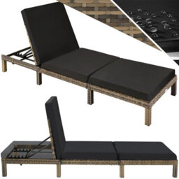 Tectake Sun Lounger Sofia With 6-Step Adjustable Backrest, Thick Padding And Uv-Resistant Polyrattan - Nature
