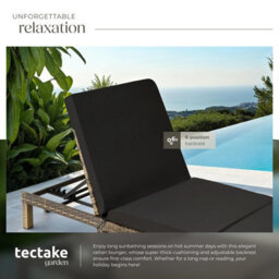 Tectake Sun Lounger Sofia With 6-Step Adjustable Backrest, Thick Padding And Uv-Resistant Polyrattan - Nature - thumbnail 4