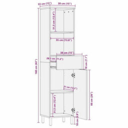Vidaxl Bathroom Sink Cabinet Solid Acacia Wood 38 X 33 X 160 Cm - thumbnail 3