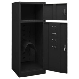 Berkfield Saddle Cabinet Black 53X53X140 Cm Steel - thumbnail 5