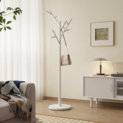 Yqjjgl Solid Wood Freestanding Coat Rack With Hooks White Clothes Rail Clothes Rack - image 1