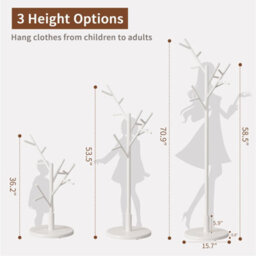 Yqjjgl Solid Wood Freestanding Coat Rack With Hooks White Clothes Rail Clothes Rack - thumbnail 5