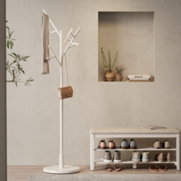 Yqjjgl Solid Wood Freestanding Coat Rack With Hooks White Clothes Rail Clothes Rack - thumbnail 3