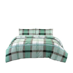 Duvet Cover And Pillowcase Set Tartan Check Design Polycotton Bed Linen Green - thumbnail 2