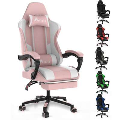 Alivio Ergonomic Gaming Chair With Massage Lumbar Cushion (Pink)