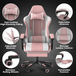 Alivio Ergonomic Gaming Chair With Massage Lumbar Cushion (Pink) - thumbnail 7