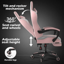 Alivio Ergonomic Gaming Chair With Massage Lumbar Cushion (Pink) - thumbnail 6