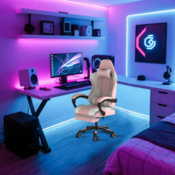 Alivio Ergonomic Gaming Chair With Massage Lumbar Cushion (Pink) - thumbnail 9