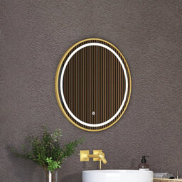 Royal Bathrooms Capri 600 X 600mm Round Front Lit Led Framed Bathroom Led Mirror With Demister Pad - Brushed Brass - thumbnail 4