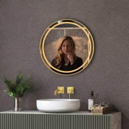 Royal Bathrooms Capri 600 X 600mm Round Front Lit Led Framed Bathroom Led Mirror With Demister Pad - Brushed Brass - thumbnail 9