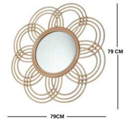 Desser Sunflower Large Rattan Mirror In Natural (H)79Cm X (W)79Cm - thumbnail 3