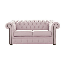 Chesterfield 2 Seater Shelly Blossom Leather Sofa Settee Bespoke In Classic Style - thumbnail 1