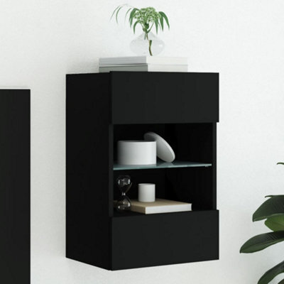 Walplus Tv Wall Cabinet With Led Lights Black 40X30X60.5 Cm - image 1