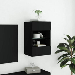 Walplus Tv Wall Cabinet With Led Lights Black 40X30X60.5 Cm - thumbnail 5