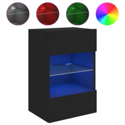 Walplus Tv Wall Cabinet With Led Lights Black 40X30X60.5 Cm - thumbnail 2