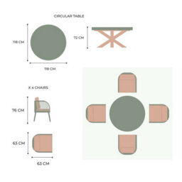 Primrose Living Lifestyle Rope 4 Seater Chairs & Table Grey Garden Furniture Dining Set - thumbnail 7
