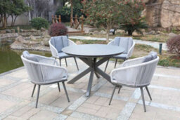 Primrose Living Lifestyle Rope 4 Seater Chairs & Table Grey Garden Furniture Dining Set - thumbnail 4