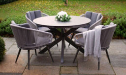 Primrose Living Lifestyle Rope 4 Seater Chairs & Table Grey Garden Furniture Dining Set - thumbnail 1