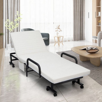Costway Folding Single Sofa Bed Adjustable Sleeper Bed W/ Wheels & Mattress - image 1