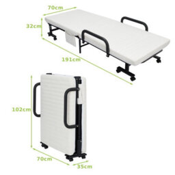 Costway Folding Single Sofa Bed Adjustable Sleeper Bed W/ Wheels & Mattress - thumbnail 2