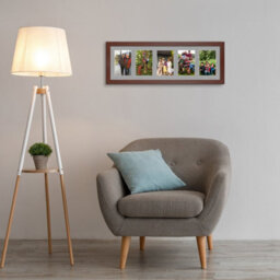 AK Frames 26X8 Rose Wood Modern Multi Photo Frame With Silver Mount - Holds 5 Apertures (5X) 6X4 Photos - thumbnail 3