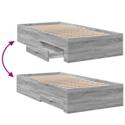 Berkfield Bed Frame With Drawers Without Mattress Grey Sonoma 100X200 Cm - thumbnail 7