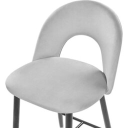Beliani Velvetique Set Of 2 Grey Velvet Bar Chairs With Black Steel Frame And Gold Ends, 98Cm High - thumbnail 6