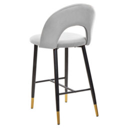 Beliani Velvetique Set Of 2 Grey Velvet Bar Chairs With Black Steel Frame And Gold Ends, 98Cm High - thumbnail 5
