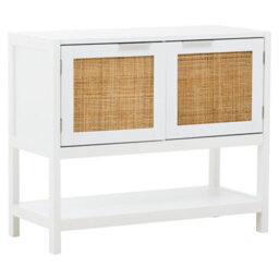 Orsina Versatile White Wood Side Cabinet, Rustic Bedside Cabinet, Easily Maintained Display Cabinet With Storage - thumbnail 1