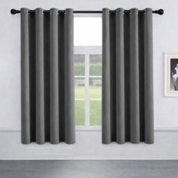Oxford Homeware Plain Grey 230Gsm Blackout Curtain Thermal Insulated Eyelet For Window Curtain Pair (W)168Cm X (L)137Cm - thumbnail 9