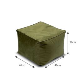Core Cube Olive Velvet Bean Bag Cube - thumbnail 3