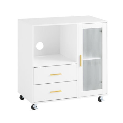 Sobuy Ask09-W, Home Office File Cabinet Printer Stand Storage Cabinet Side Cabinet On Wheels,white,w75Xd40Xh75.5 - image 1