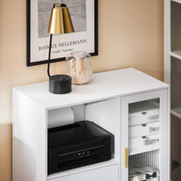 Sobuy Ask09-W, Home Office File Cabinet Printer Stand Storage Cabinet Side Cabinet On Wheels,white,w75Xd40Xh75.5 - thumbnail 4