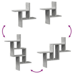 Walplus Wall Shelves 2 Pcs Concrete Grey 38X12X38 Cm Engineered Wood - thumbnail 7