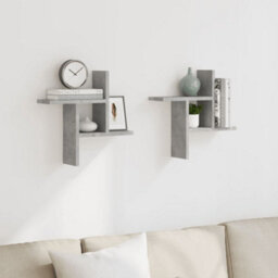 Walplus Wall Shelves 2 Pcs Concrete Grey 38X12X38 Cm Engineered Wood - thumbnail 3