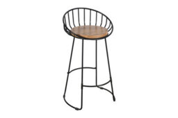 Elm Home And Products Elm Home And Garden Powder Black Bar Stool - 100% Mango Wood Cushion - No Veneer - thumbnail 1