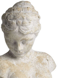 Woman's Head Bust Sculpture - Aged Stone Finish Decor - thumbnail 2