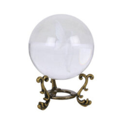 Stardust Fairy Laser Engraved Glass Crystal Ball & Stand Fairycore Decor - thumbnail 2