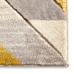 Beige Grey Yellow Abstract Geometric 15mm Pile Stain-Resistant Rug For Bedroom, Dining Room, Living Room-80Cm X 150Cm - thumbnail 3