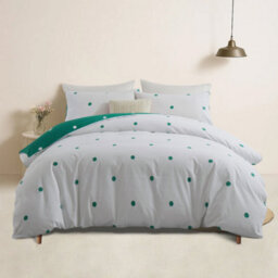Bedlooms Green & White Dotted Printed Duvet Cover Set, Reversible & Hypoallergenic Bedding Pack, King 230X220Cm - thumbnail 2
