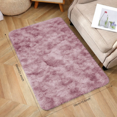 Aspire Homeware Non-Slip Tie Dye Pink Shaggy Rug Soft Fluffy Doormat, (L)80Cm X (W)50Cm - image 1